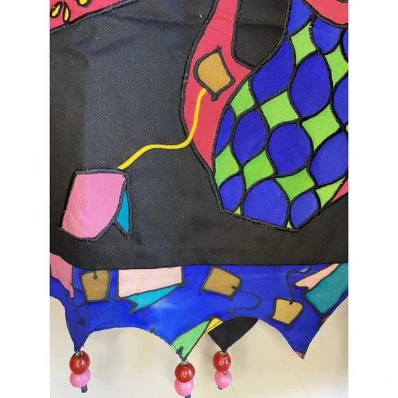 VTG SILKSCAPES Embroidered Artsy Whimsy Art To Wear Teapot Mad Hatter CUSTOM - Picture 9 of 16